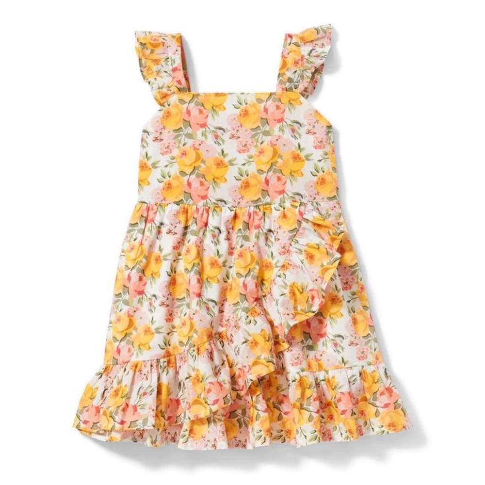 Janie and Jack Marigold Floral Ruffle Dress, Size 5